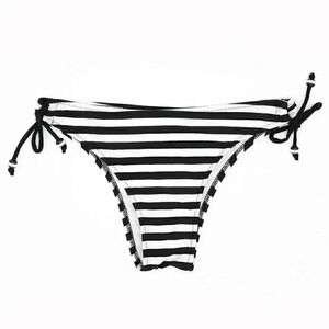 Black White Striped Bikini Bottoms Size Medium‎ Cheeky Brief Swimsuit Bottoms